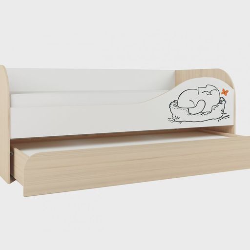 Детская выдвижная кровать «Кот 900.1» (900x1900)